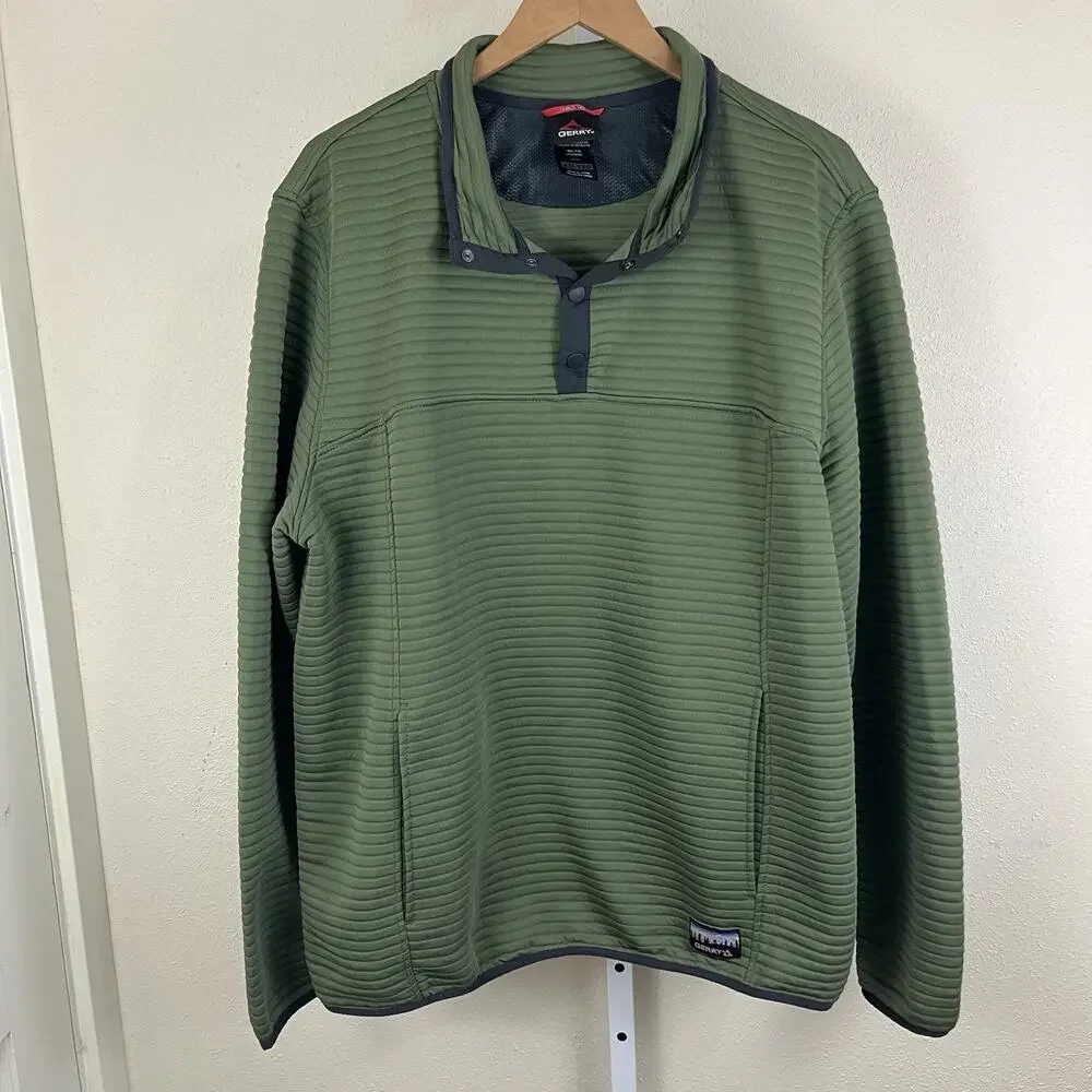 Gerry Ottoman 1/4 Snap Pullover Sweater Mens XXL Olive Heather